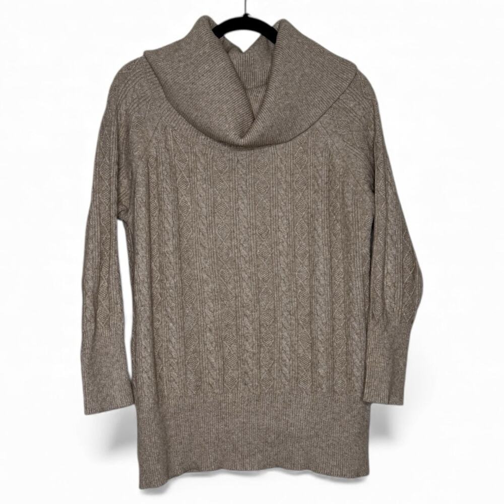 REV Revelation Taupe Cable Knit Cowl Neck Sweater – Women’s L